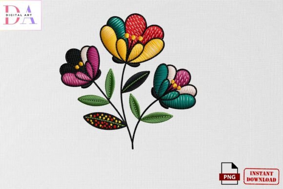 Review: Colorful Floral Embroidery Art PNG