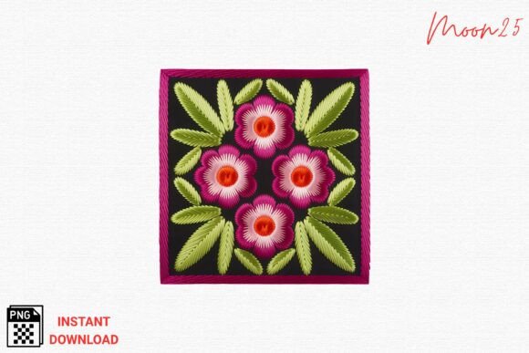 Review: Colorful Floral Square Embroidery PNG for Merch
