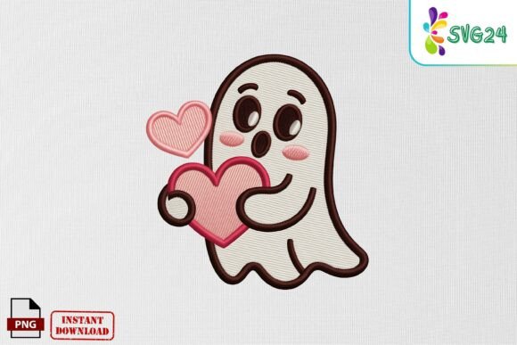 Review: Cute Ghost with Hearts Embroidery PNG