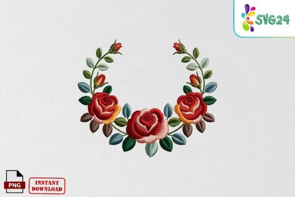Review: Floral Rose Wreath Embroidery PNG for Real Projects