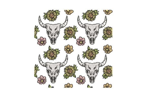 Review: Western Skull and Flowers Repeating Embroidery Pattern