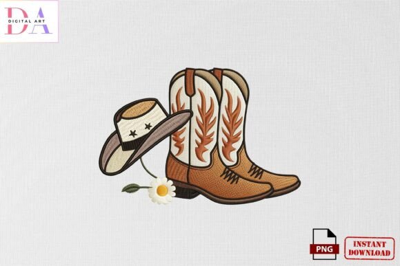 Reviewing Cowboy Boots and Hat Embroidery PNG for Apparel