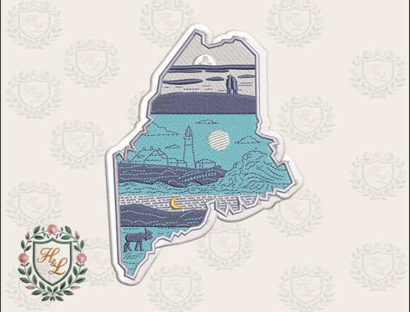 Reviewing Layers of Maine Embroidery Files for Etsy