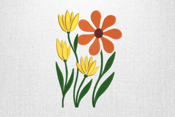 Yellow Orange Floral Embroidery Art Review